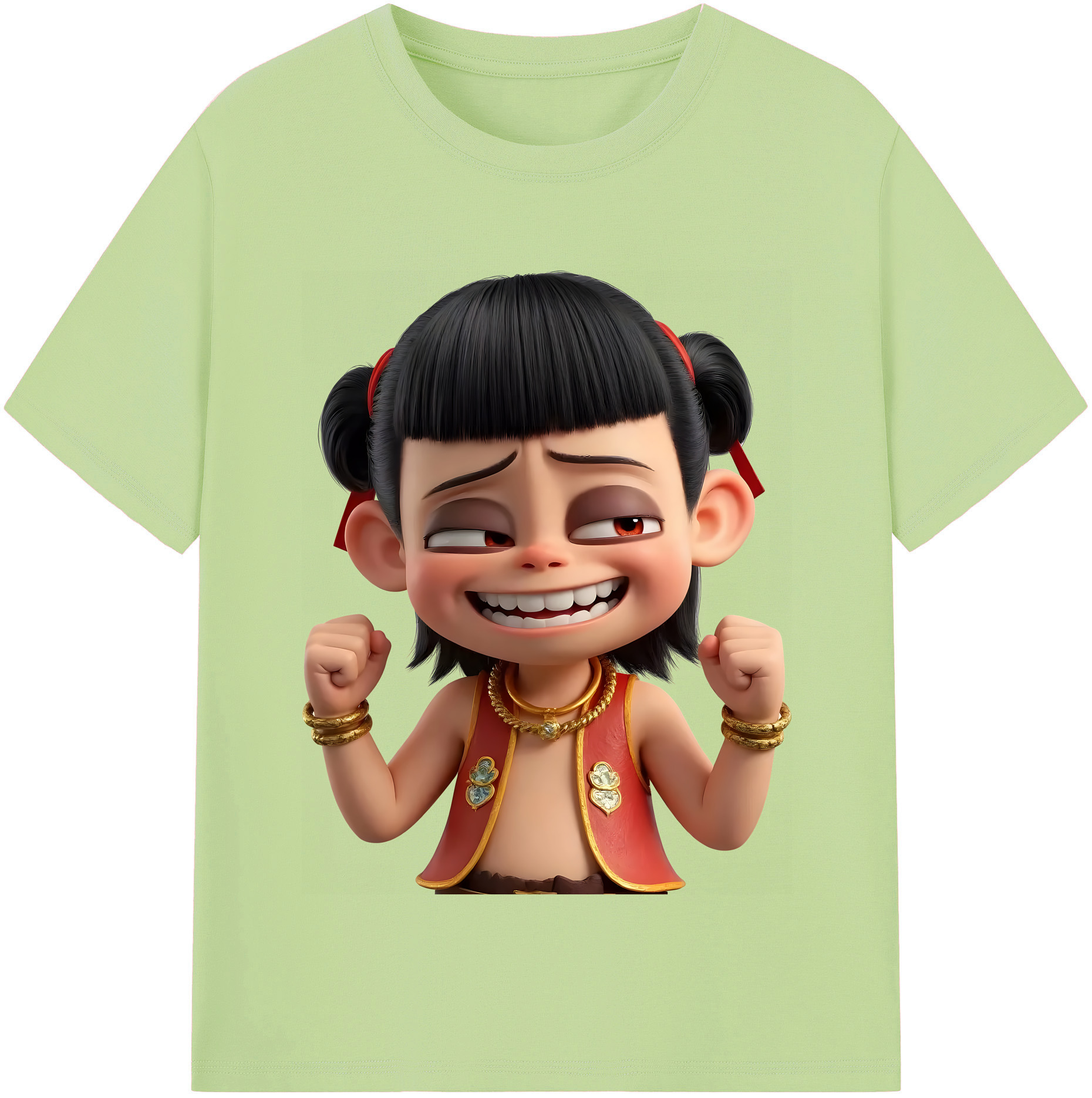 （画像用） Ne Zha 2 ナタ 魔童の大暴れ 綿100％半袖Tシャツ（フロントプリント）